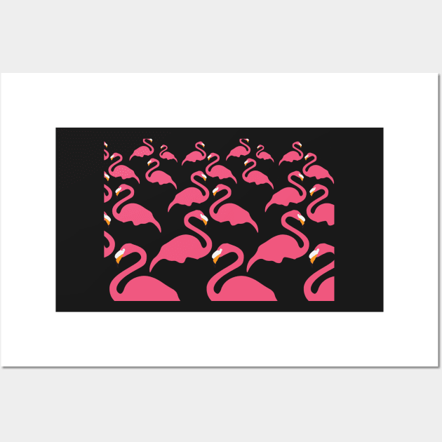 Pink Flamingo Tropical Bird Pattern Wall Art by sigdesign